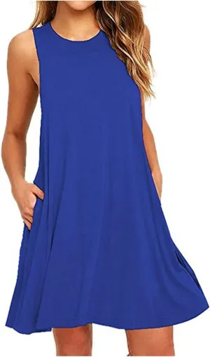 Sundresses for Women 2025 Summer Sleeveless Beach Vacation Tank Dresses Flowy Swimsuit Coverup with with Pockets