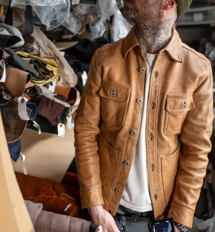 The Shop Vancouver Scar Kakishibu Horsehide Chore Shirt