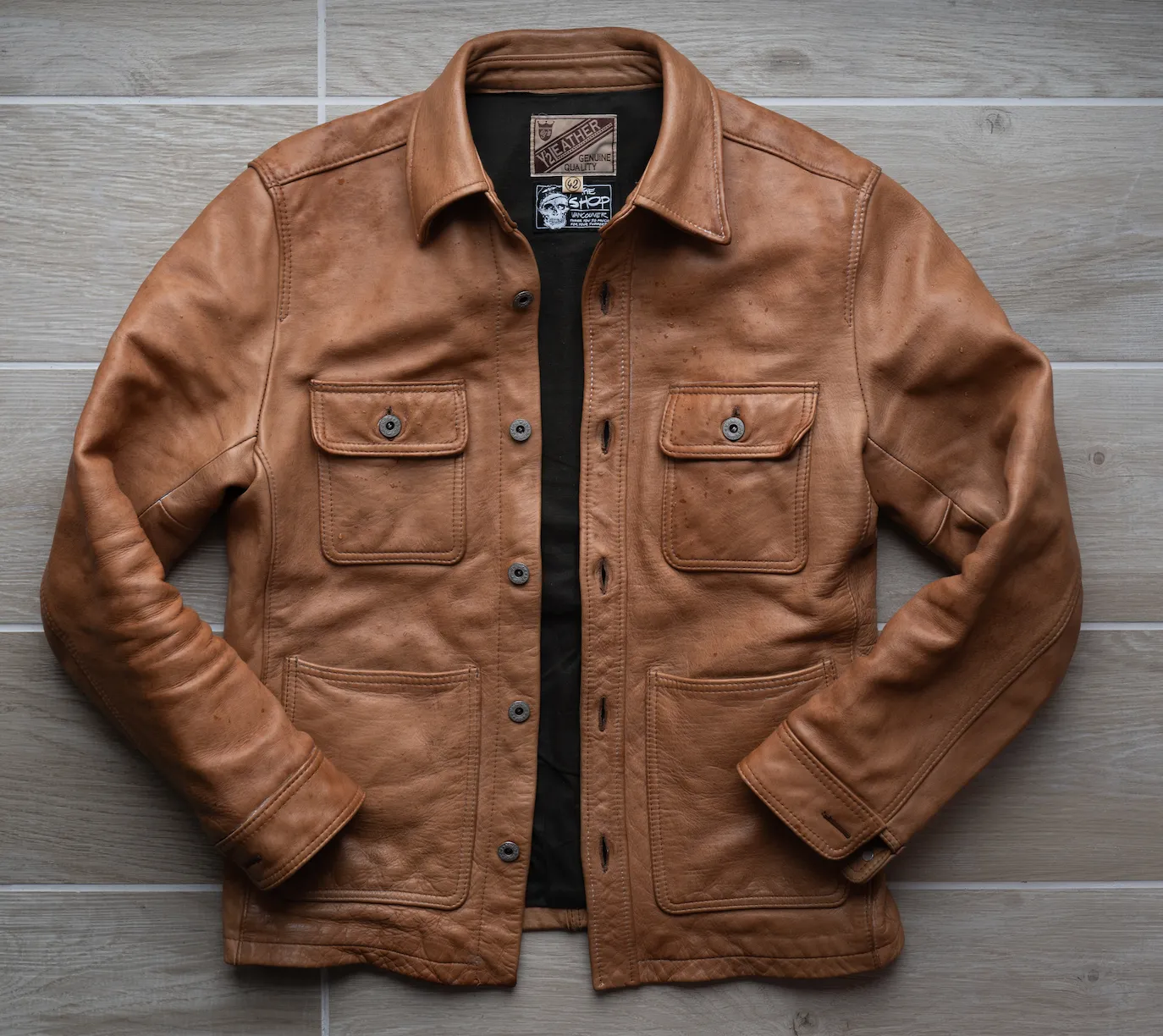 The Shop Vancouver Scar Kakishibu Horsehide Chore Shirt