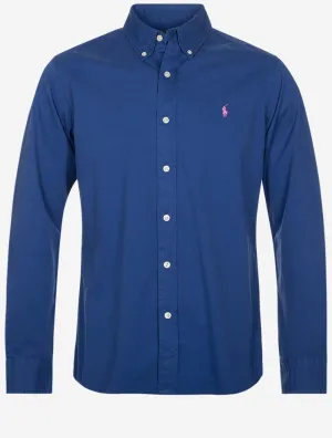 Twill Buttondown Plain Shirt Blue