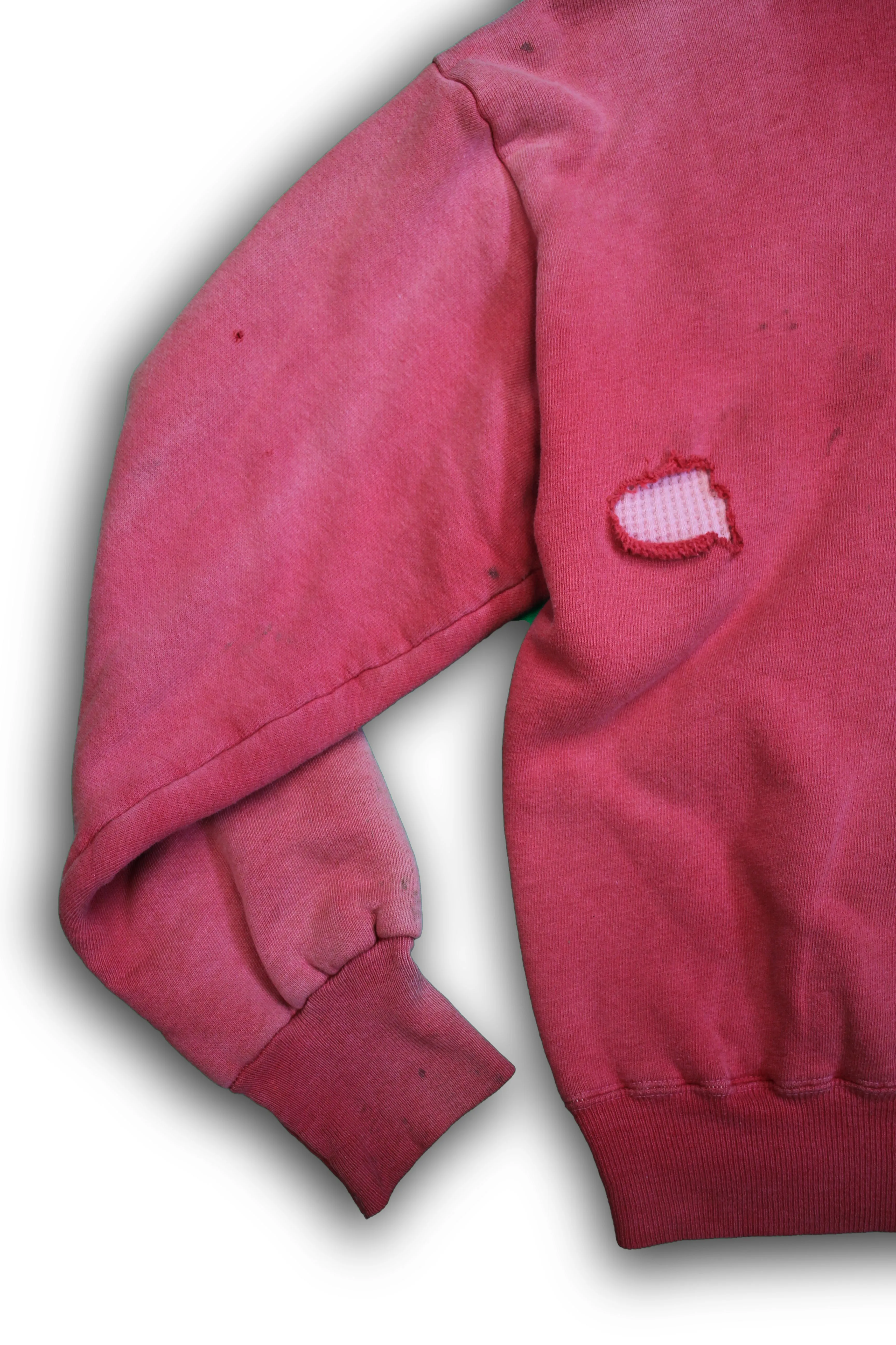 Vintage 1950/1960s Faded Red Thermal Zip-up Hooded Sweatshirt