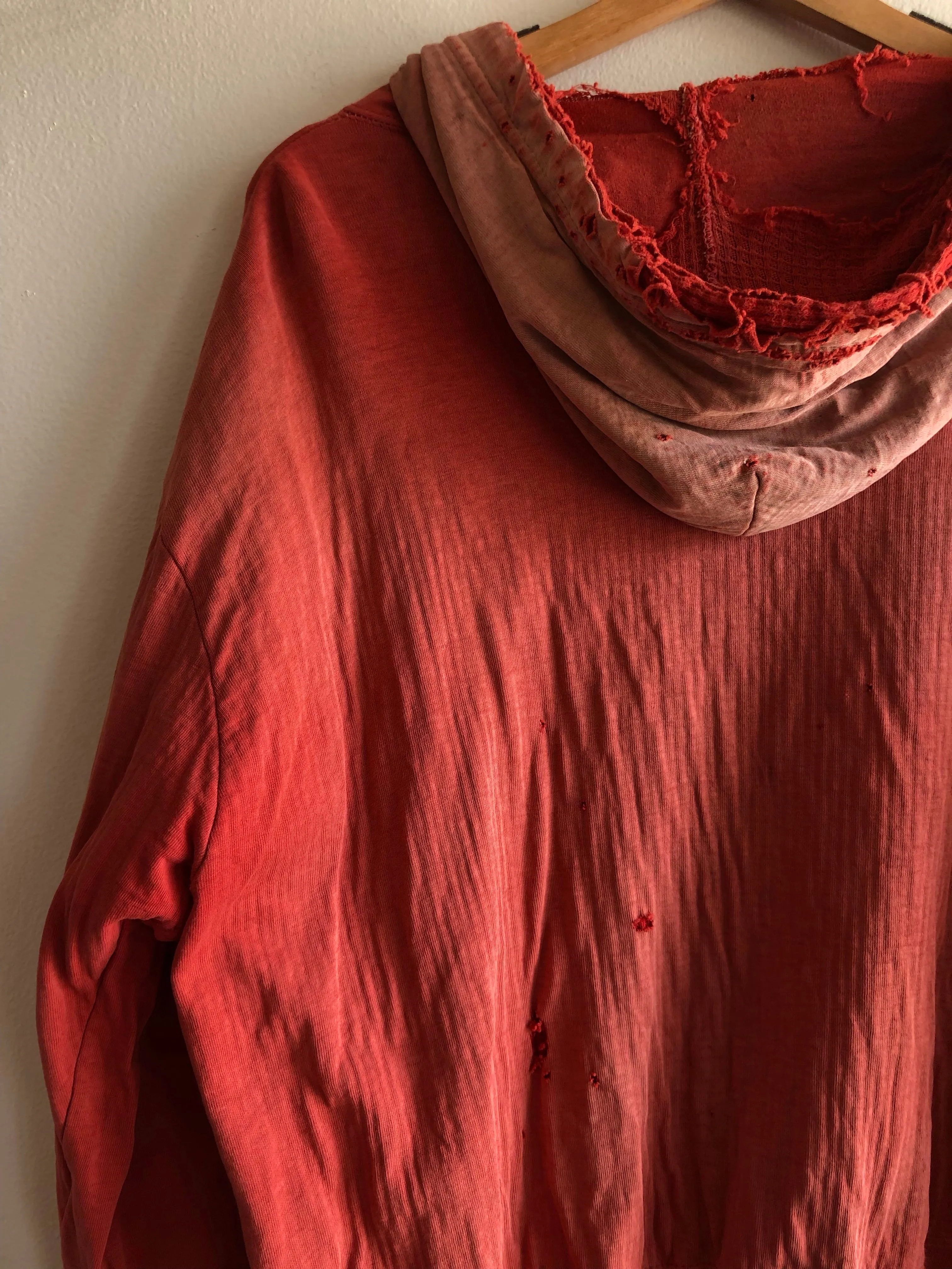 Vintage 1950/1960s Sun-Faded Red Hooded Sweatshirt