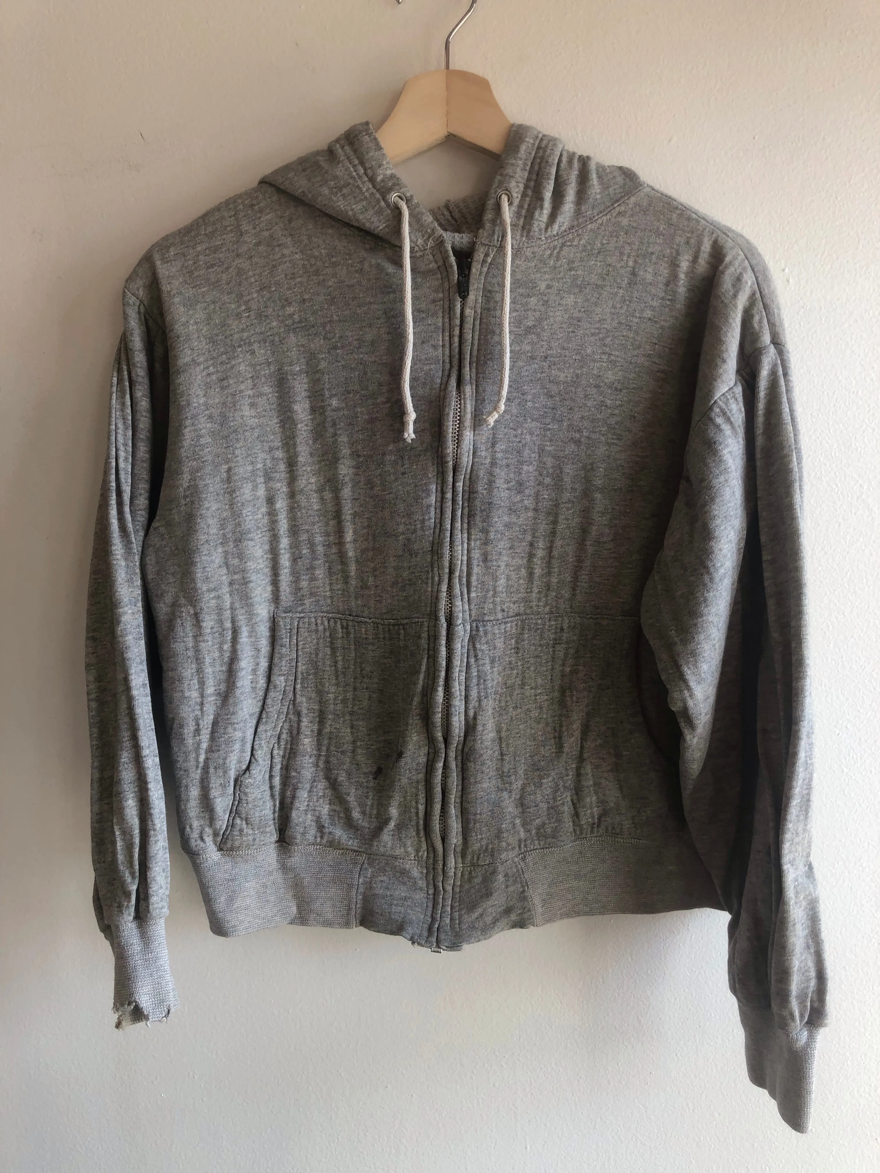Vintage 1960s Thermal Lined Hooded Zip-Up Sweatshirt