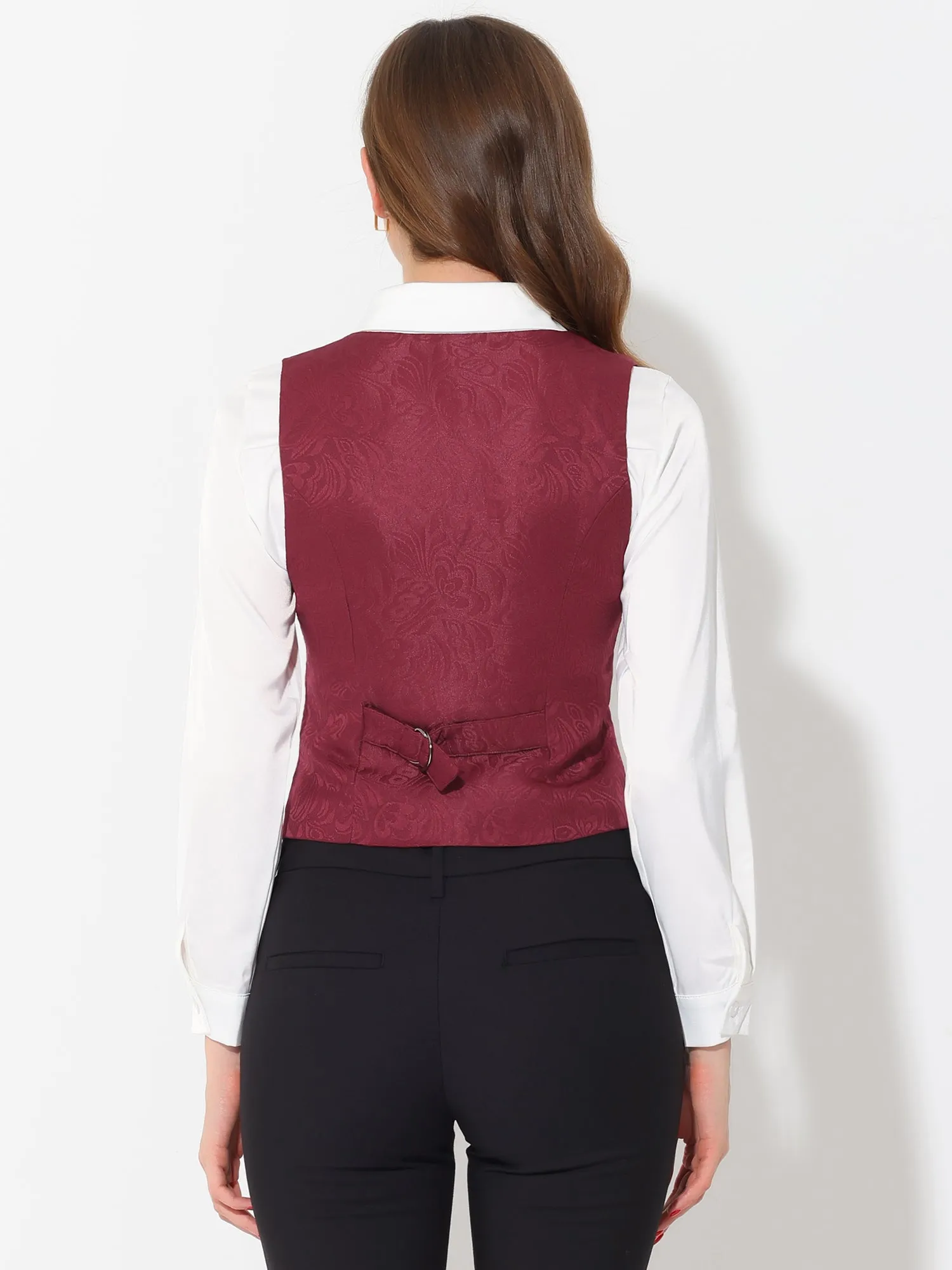 Vintage Button Up Jacquard Steampunk Waistcoat Suit Vest