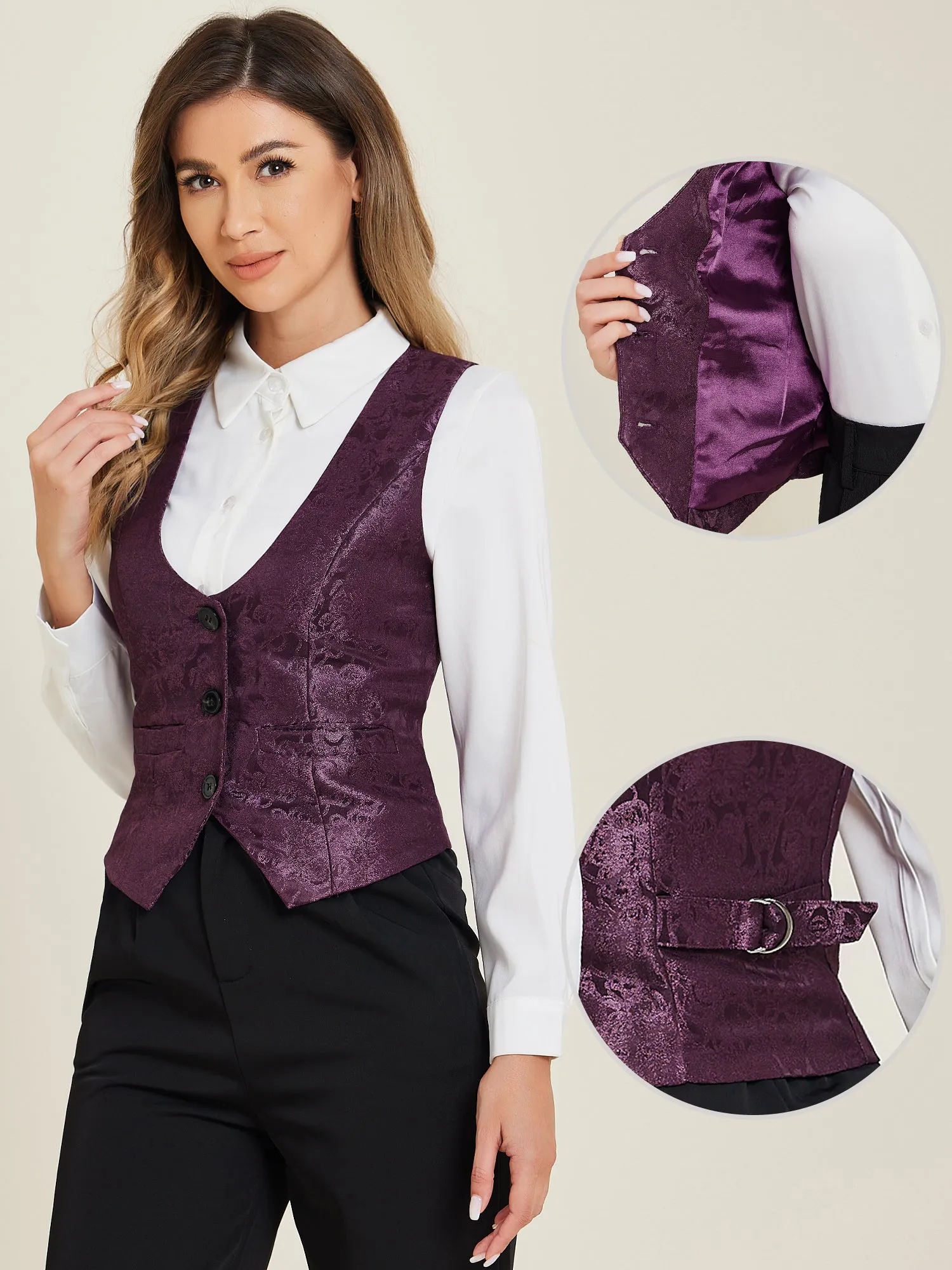 Vintage Button Up Jacquard Steampunk Waistcoat Suit Vest