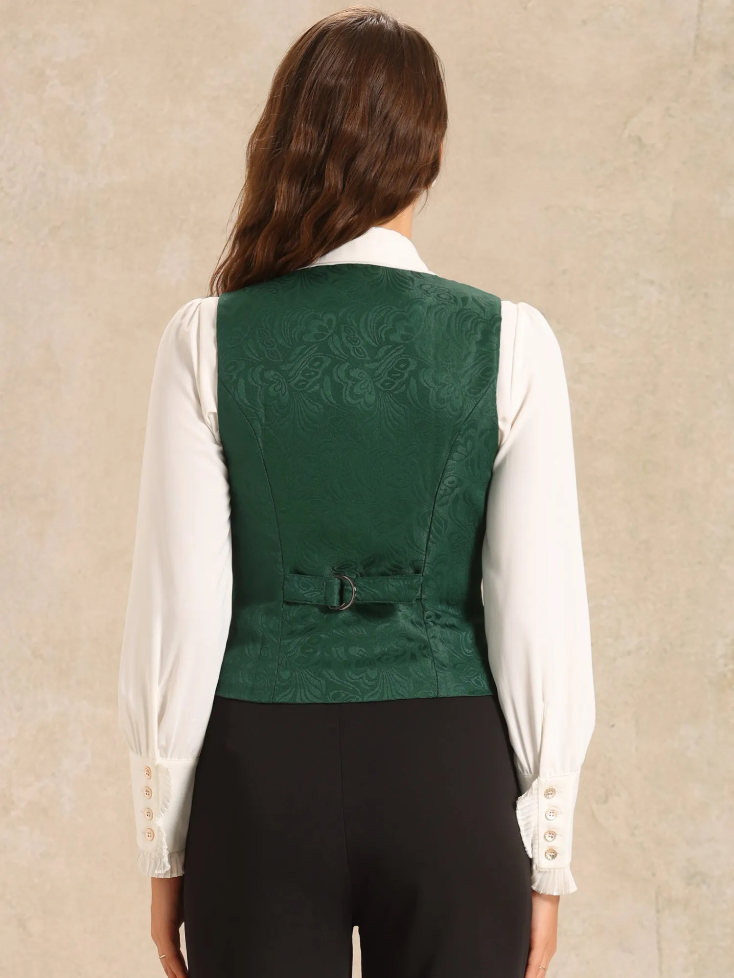 Vintage Button Up Jacquard Steampunk Waistcoat Suit Vest