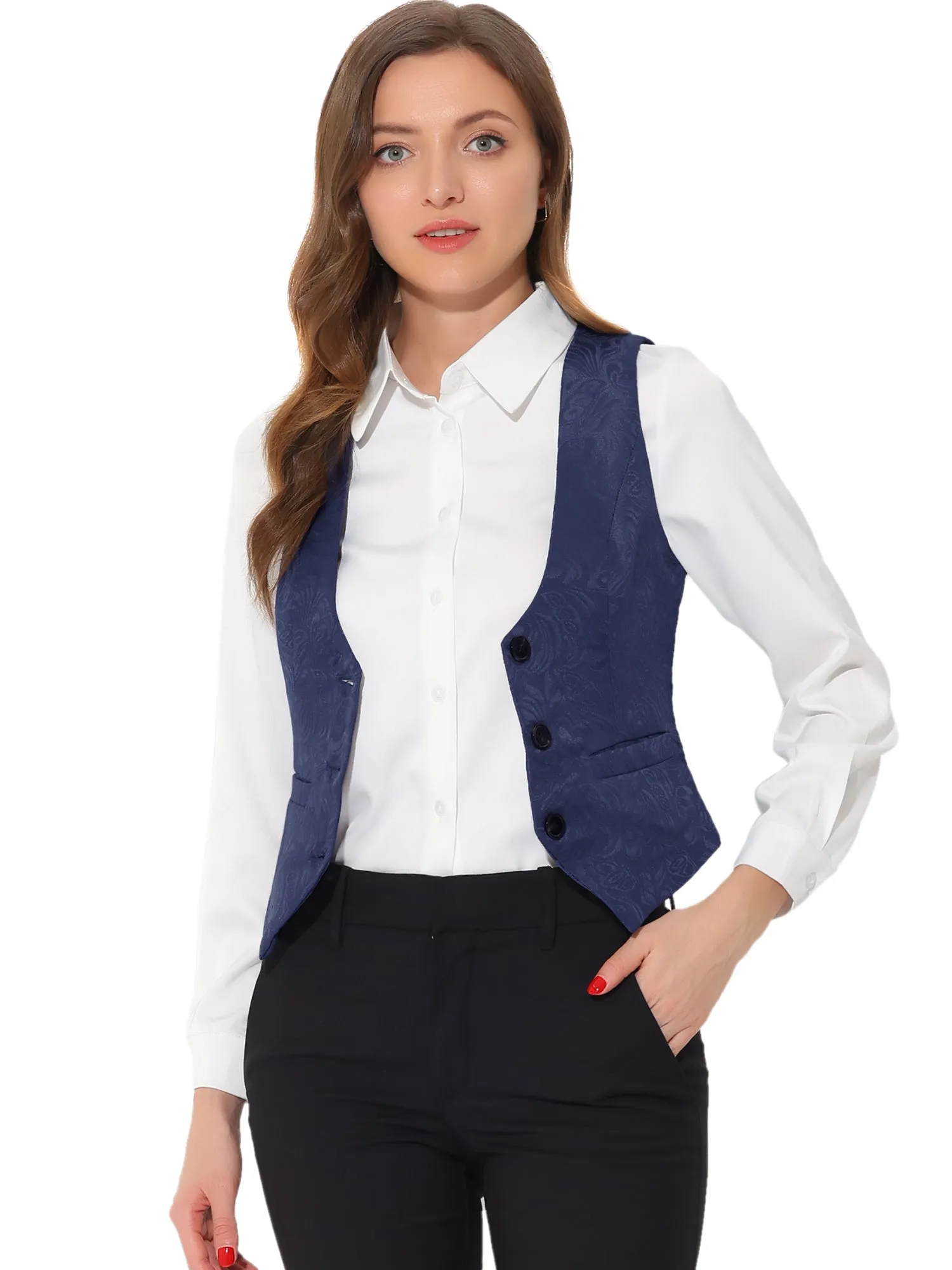 Vintage Button Up Jacquard Steampunk Waistcoat Suit Vest