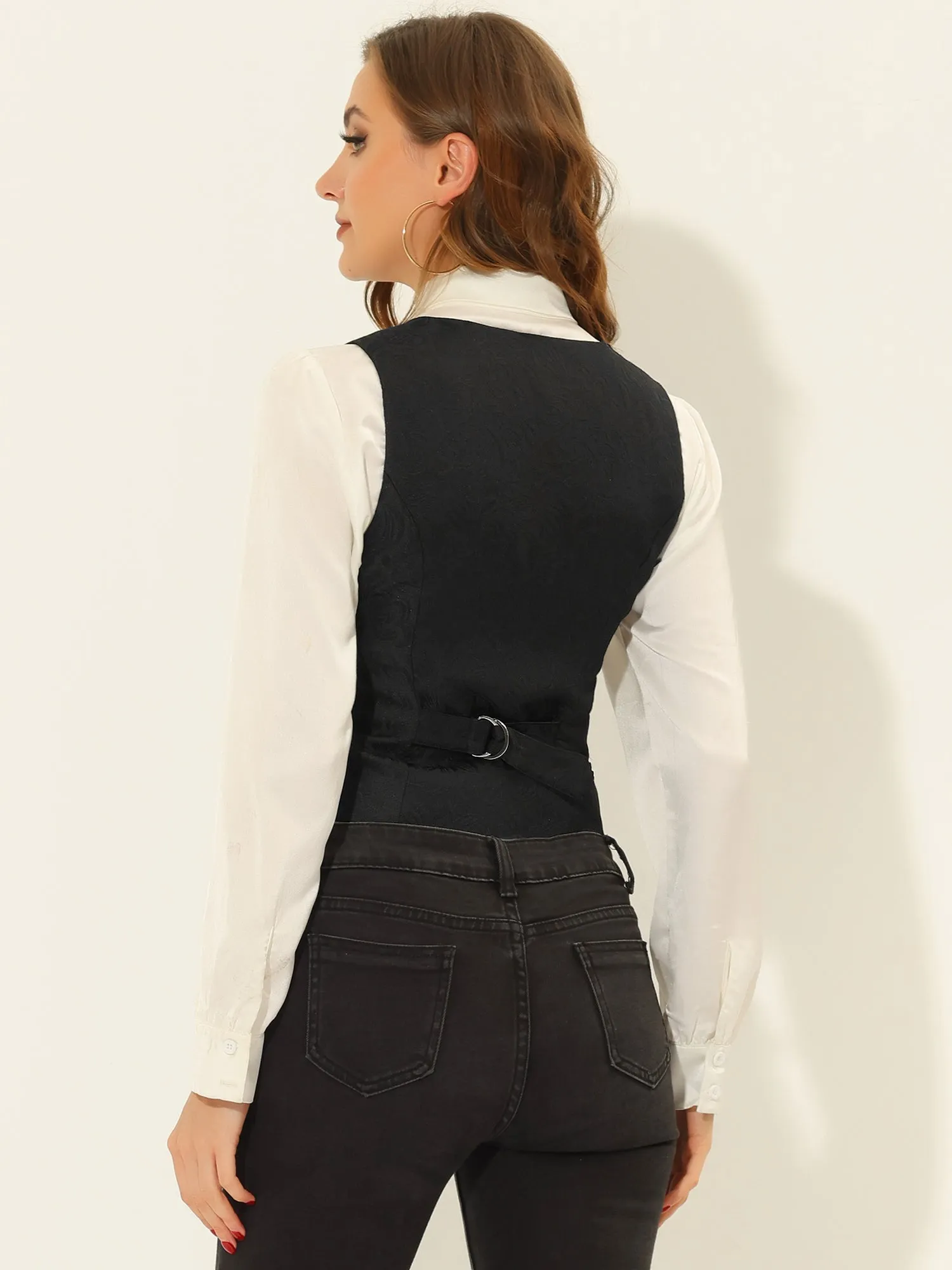 Vintage Button Up Jacquard Steampunk Waistcoat Suit Vest