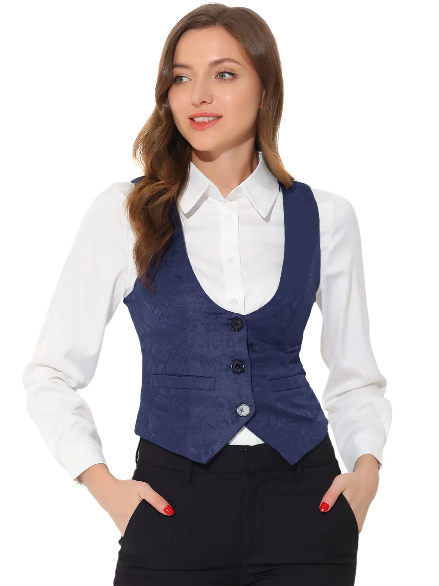 Vintage Button Up Jacquard Steampunk Waistcoat Suit Vest