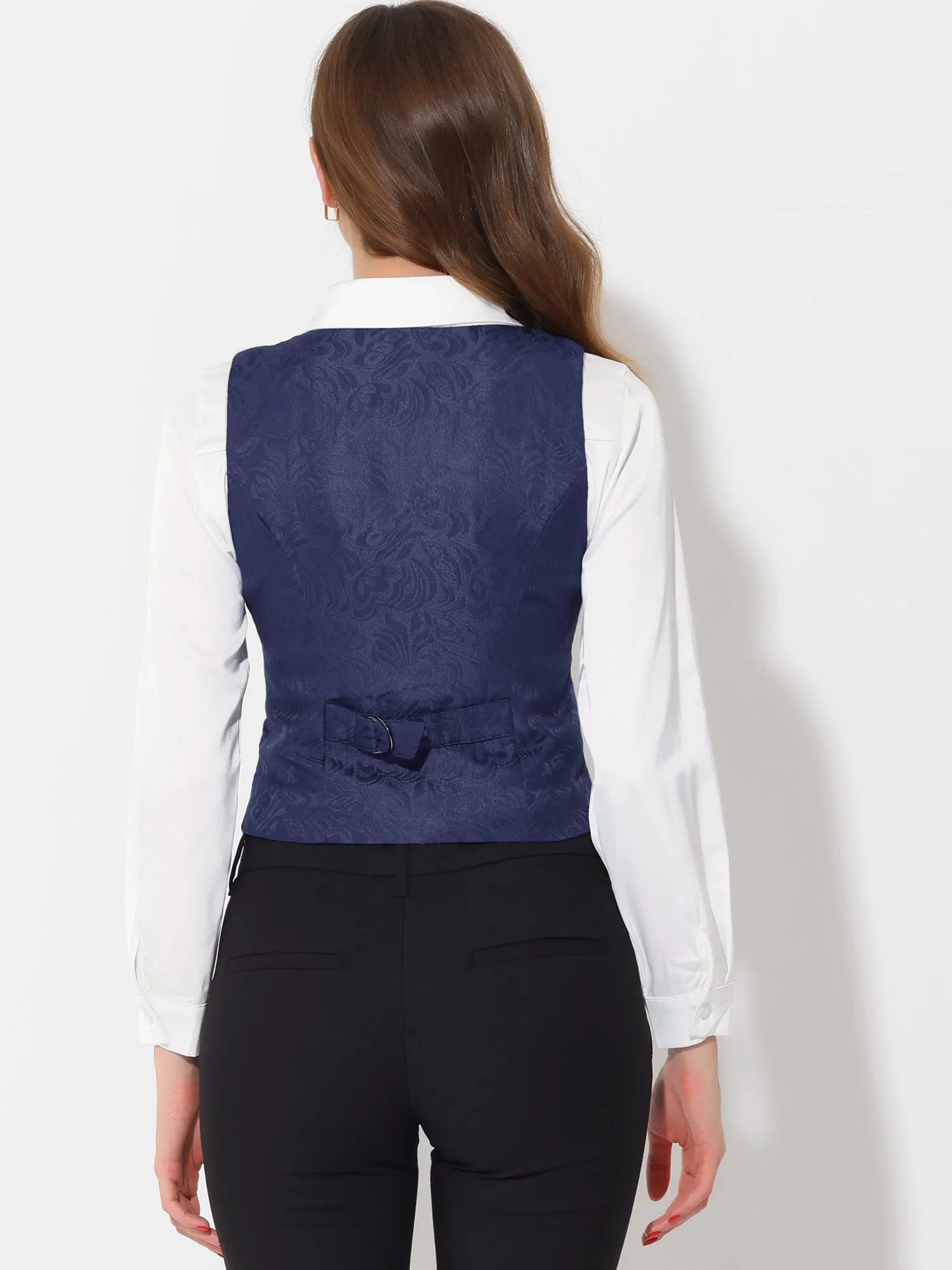 Vintage Button Up Jacquard Steampunk Waistcoat Suit Vest