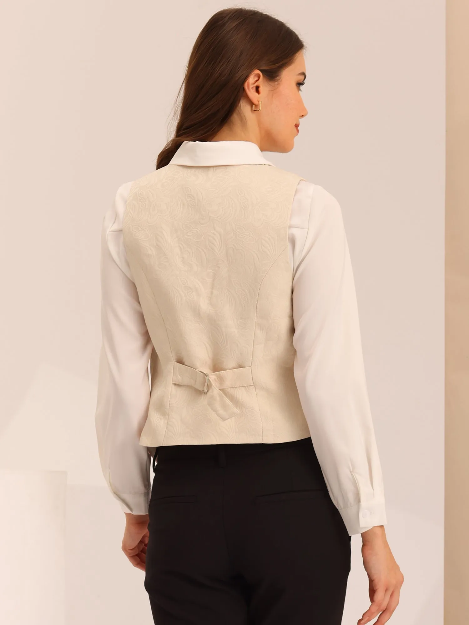 Vintage Button Up Jacquard Steampunk Waistcoat Suit Vest
