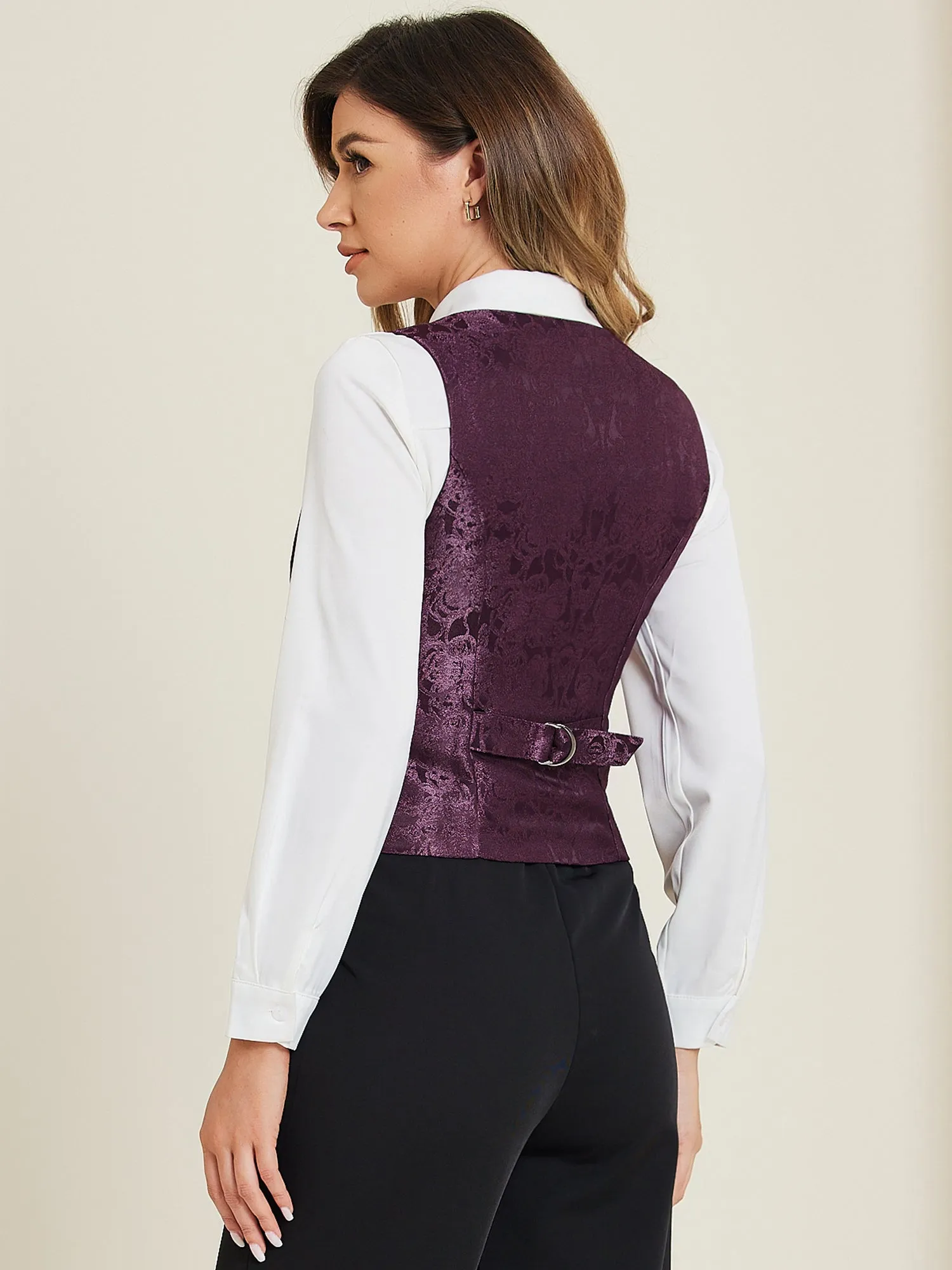 Vintage Button Up Jacquard Steampunk Waistcoat Suit Vest