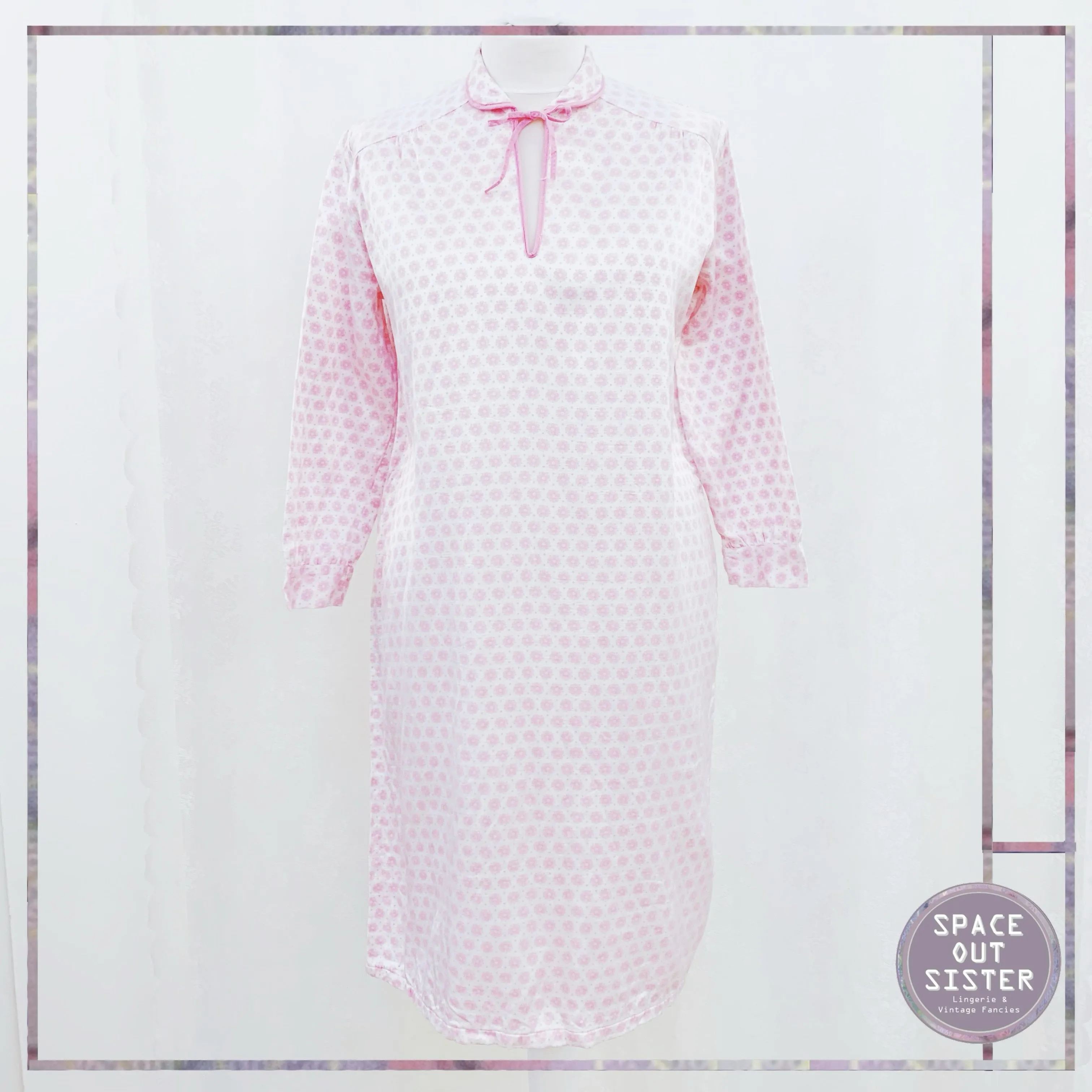 Vintage Pink & White Thermal Lined Nightdress