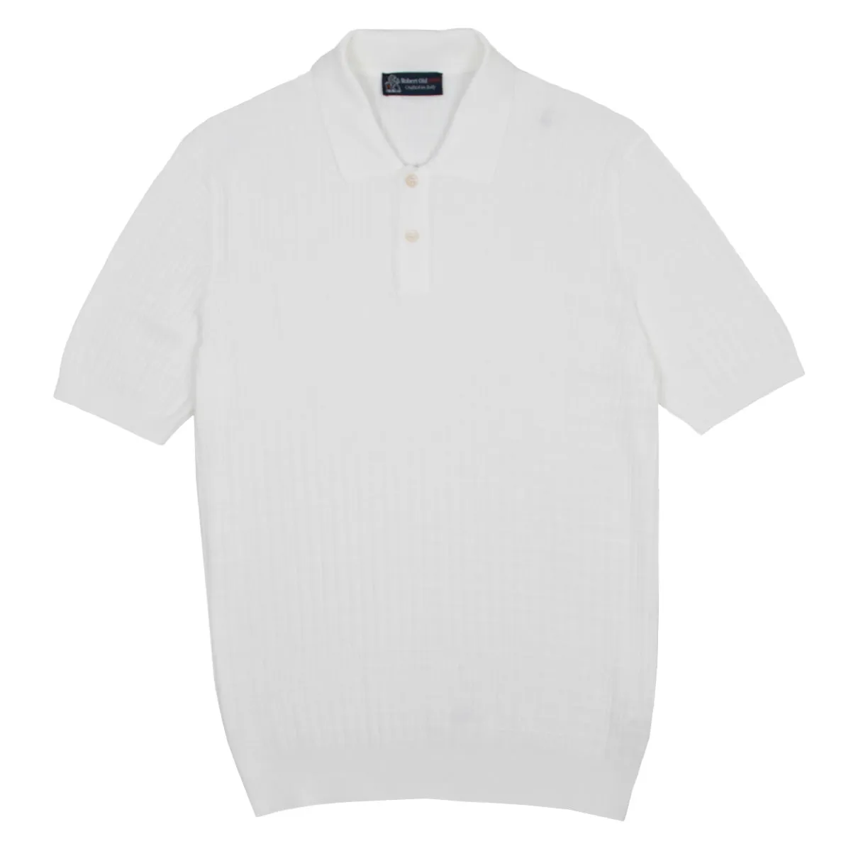 White 100% Cotton Knit Short Sleeve Polo Shirt