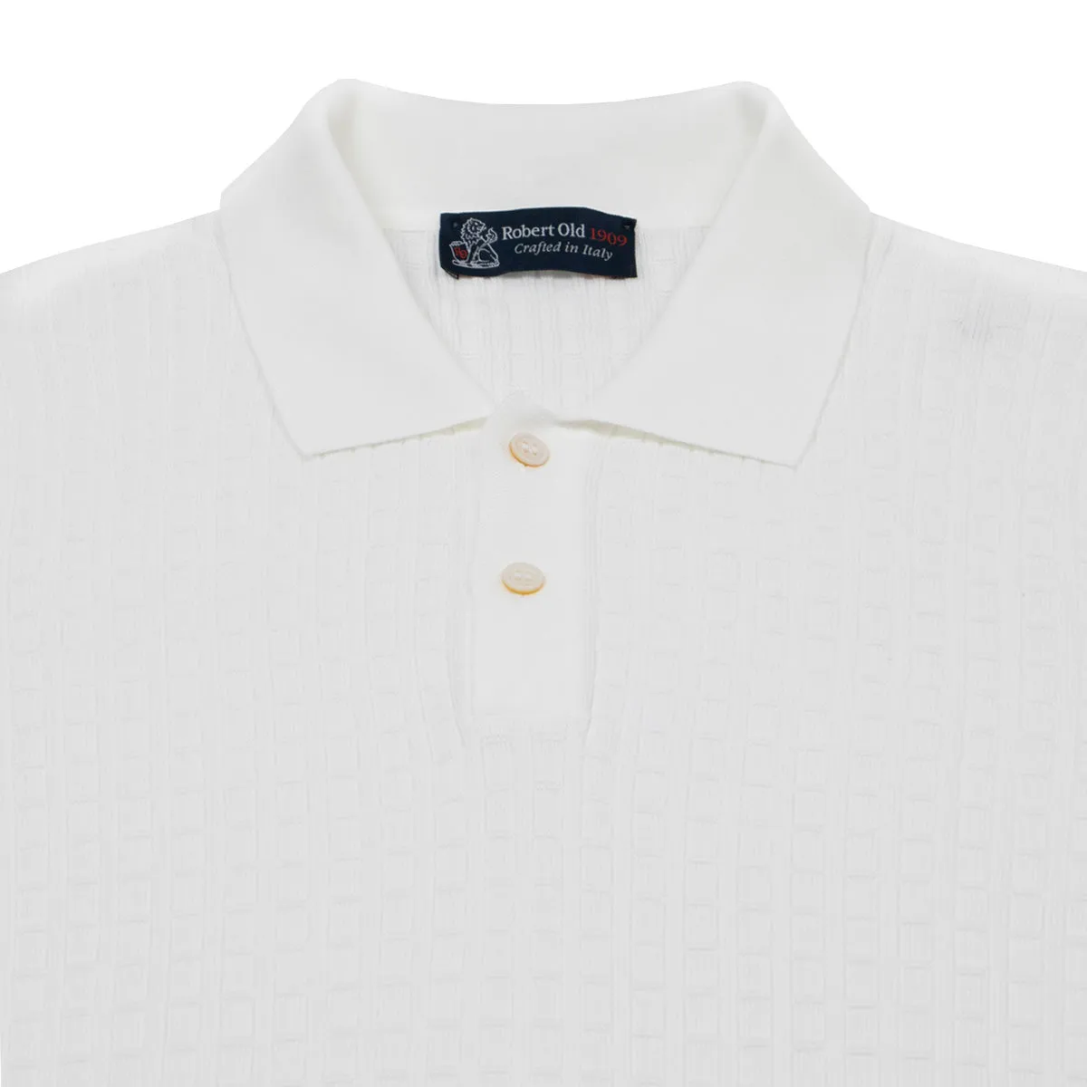 White 100% Cotton Knit Short Sleeve Polo Shirt