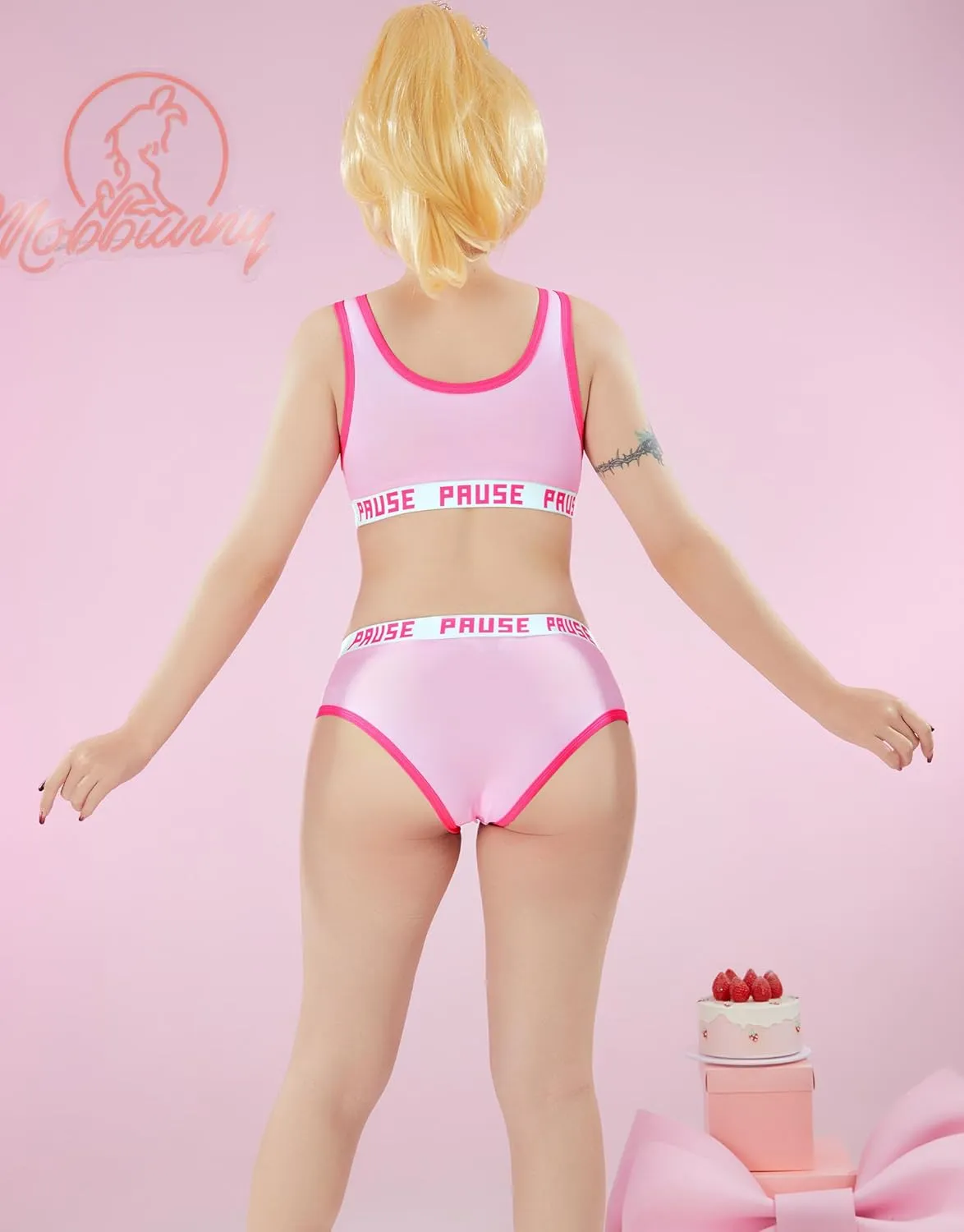 Women Pink Peach Crop Tank Camisole and Panty Sets Yoga Outfits Sports Loungewear Bralette Set