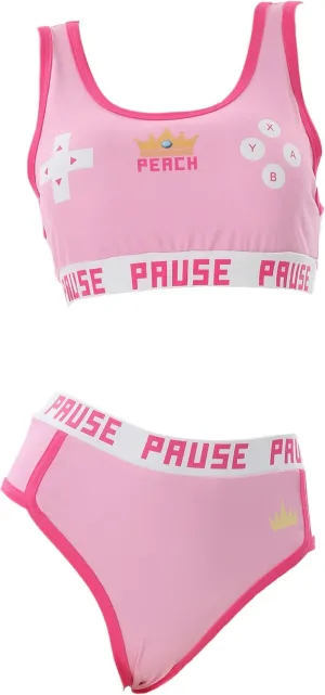 Women Pink Peach Crop Tank Camisole and Panty Sets Yoga Outfits Sports Loungewear Bralette Set