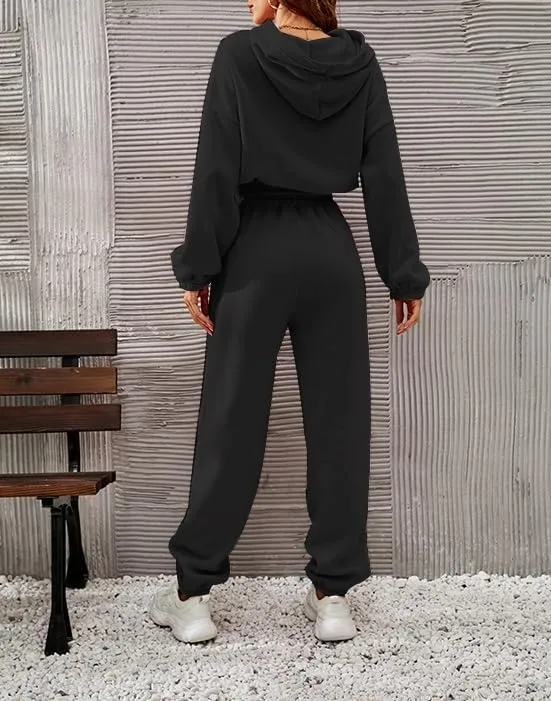 Womens 2 Piece Outfits Hoodie Sweatsuit Sets,Fall Oversized Sweatshirt Jogger Sweatpants Y2K Fashion Lounge Sets