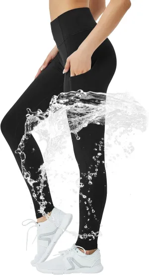 Women's Fleece Lined Leggings with Pocket Waterproof High Waisted Thermal Winter Yoga Pant for Women Workout