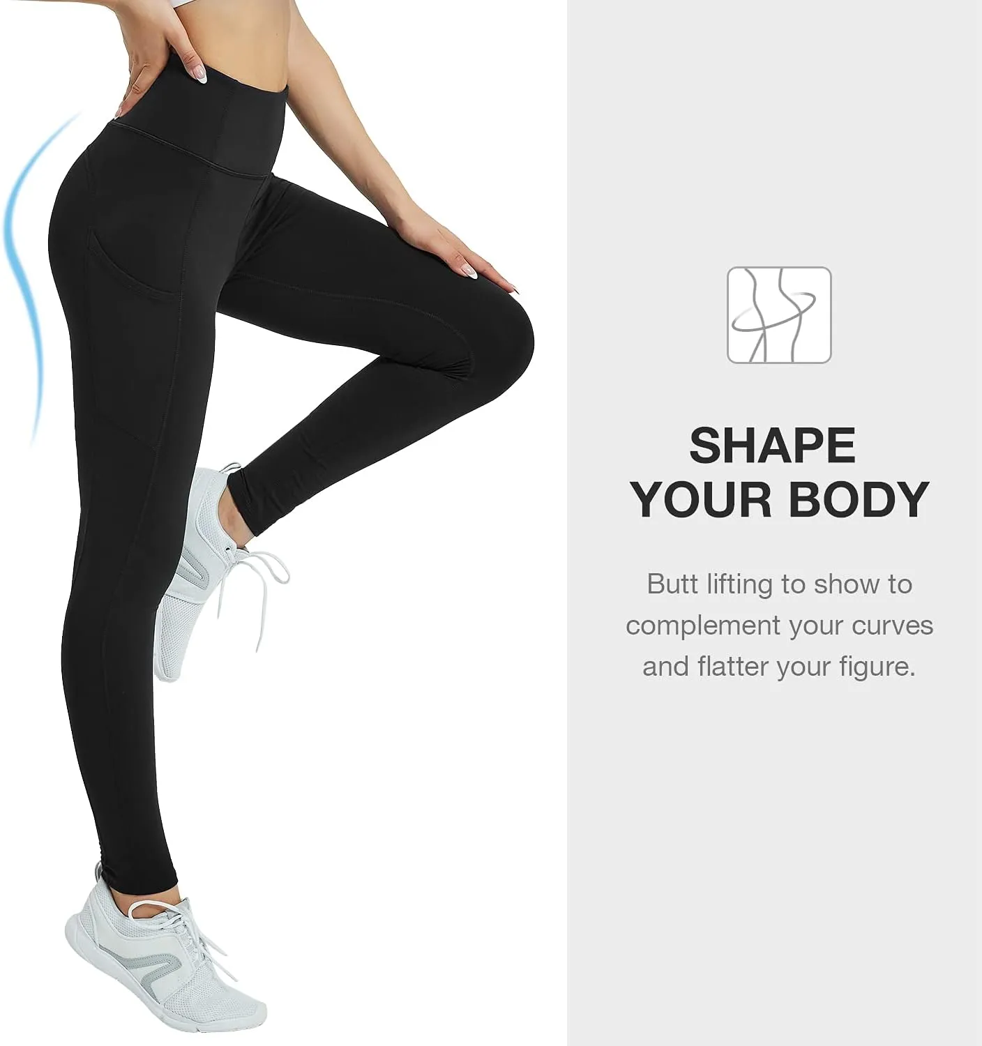 Women's Fleece Lined Leggings with Pocket Waterproof High Waisted Thermal Winter Yoga Pant for Women Workout