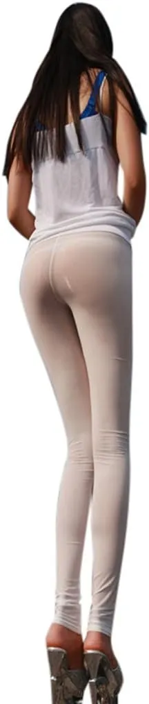 Women's Sexy See Through Sheer Tight Pants Nylon Legging