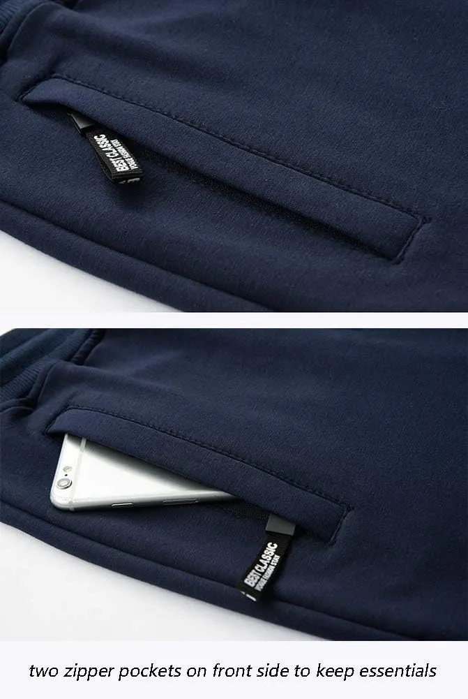 YSENTO Men's Cotton Casual 3/4 Jogger Running Capri Pants Below Knee Gym Workout Shorts Zipper Pockets