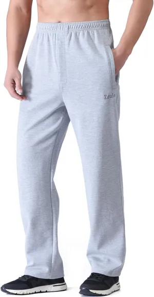 Zoulee Men's Casual Cotton Jogger Sweatpants Zipper Front Pants