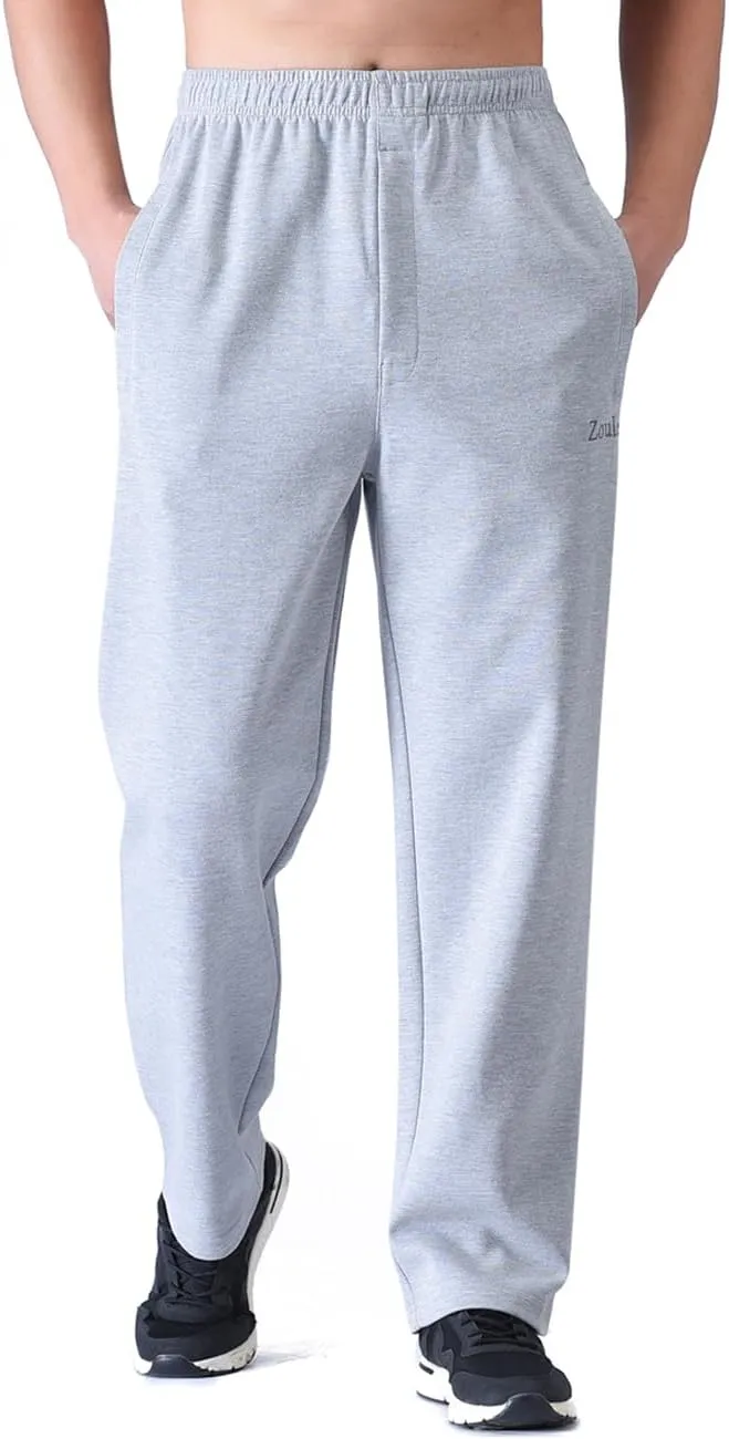 Zoulee Men's Casual Cotton Jogger Sweatpants Zipper Front Pants
